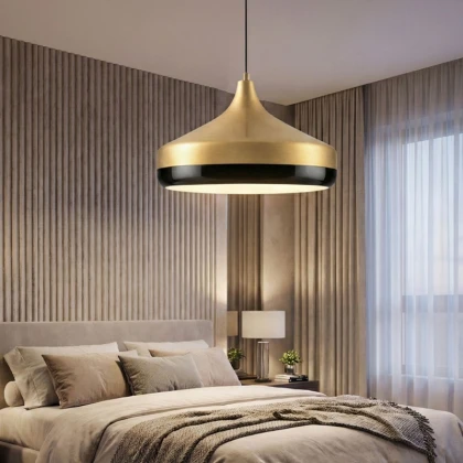 Φωτιστικό οροφής Vasli Megapap E27 μεταλλικό μονόφωτο χρώμα χρυσό Ø36x42/122εκ.