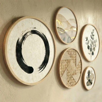 Διακοσμητικό τοίχου Nima Megapap σετ 5 τμχ ξύλινο - Mdf χρώμα φυσικό