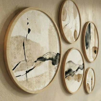 Διακοσμητικό τοίχου Nima Megapap σετ 5 τμχ ξύλινο - Mdf χρώμα φυσικό