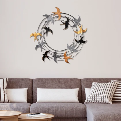 Διακοσμητικό τοίχου Spiral Flock Megapap μεταλλικό χρώμα μαύρο - bronze - ασημί 87x87εκ.