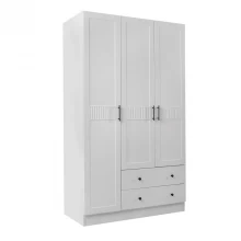 Ντουλάπα ρούχων Jenna Megapap τρίφυλλη με συρτάρια χρώμα λευκό 105x50x182εκ.