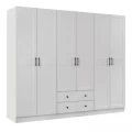 Ντουλάπα ρούχων Jenna Megapap εξάφυλλη χρώμα λευκό 210x50x182εκ.