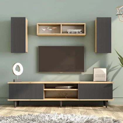 Σύνθεση τηλεόρασης Tokyo Megapap χρώμα sapphire oak - ανθρακί 170x37x45εκ. Σύνθεση τηλεόρασης Tokyo Megapap χρώμα sapphire oak - ανθρακί 170x37x45εκ.