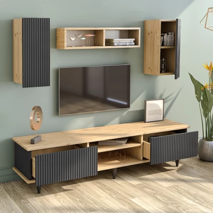 Σύνθεση τηλεόρασης Tokyo Megapap χρώμα sapphire oak - ανθρακί 170x37x45εκ. Σύνθεση τηλεόρασης Tokyo Megapap χρώμα sapphire oak - ανθρακί 170x37x45εκ.