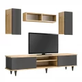 Σύνθεση τηλεόρασης Tokyo Megapap χρώμα sapphire oak - ανθρακί 170x37x45εκ.