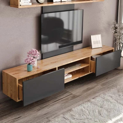 Σύνθεση τηλεόρασης Giacomo Megapap χρώμα sapphire oak - ανθρακί 180x40x45εκ. Σύνθεση τηλεόρασης Giacomo Megapap χρώμα sapphire oak - ανθρακί 180x40x45εκ.