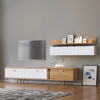 Σύνθεση τηλεόρασης Hera Megapap χρώμα sapphire oak - λευκό 170x37x45εκ. Σύνθεση τηλεόρασης Hera Megapap χρώμα sapphire oak - λευκό 170x37x45εκ.