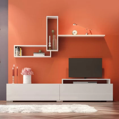 Σύνθεση τηλεόρασης Odessa Megapap χρώμα λευκό 180x37x47εκ. Σύνθεση τηλεόρασης Odessa Megapap χρώμα λευκό 180x37x47εκ.