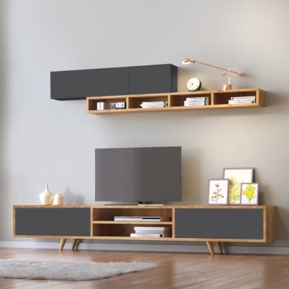 Σύνθεση τηλεόρασης Serine Megapap χρώμα sapphire oak - ανθρακί 170x37x45εκ. Σύνθεση τηλεόρασης Serine Megapap χρώμα sapphire oak - ανθρακί 170x37x45εκ.