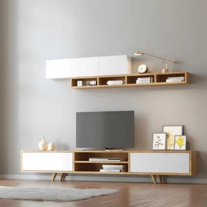 Σύνθεση τηλεόρασης Serine Megapap χρώμα λευκό - sapphire oak 170x37x45εκ. Σύνθεση τηλεόρασης Serine Megapap χρώμα λευκό - sapphire oak 170x37x45εκ.