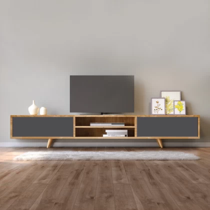 Έπιπλο τηλεόρασης Serine Megapap χρώμα sapphire oak - ανθρακί 170x37x45εκ. Έπιπλο τηλεόρασης Serine Megapap χρώμα sapphire oak - ανθρακί 170x37x45εκ.