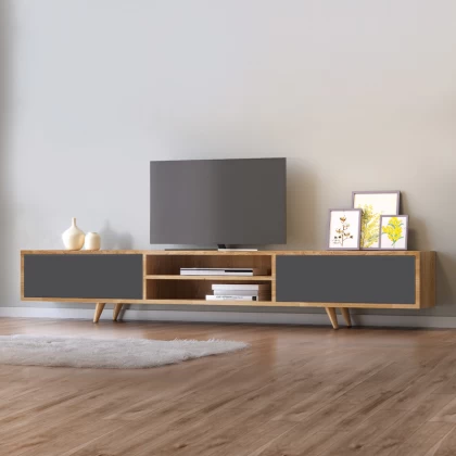 Έπιπλο τηλεόρασης Serine Megapap χρώμα sapphire oak - ανθρακί 170x37x45εκ. Έπιπλο τηλεόρασης Serine Megapap χρώμα sapphire oak - ανθρακί 170x37x45εκ.