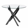 Τραπέζι Aldo Megapap γυαλί - μεταλλικά μαύρα πόδια Ø100x75,5εκ.