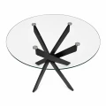 Τραπέζι Aldo Megapap γυαλί - μεταλλικά μαύρα πόδια Ø100x75,5εκ.