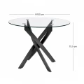 Τραπέζι Aldo Megapap γυαλί - μεταλλικά μαύρα πόδια Ø100x75,5εκ.