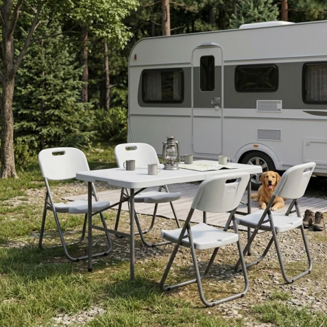 Τραπέζι catering - συνεδρίου Capri Megapap πτυσσόμενο - βαλίτσα χρώμα λευκό του πάγου 120x60x74εκ.