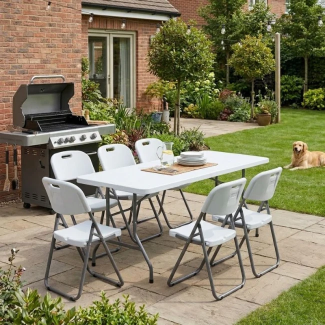 Τραπέζι catering - συνεδρίου Capri Megapap πτυσσόμενο - βαλίτσα χρώμα λευκό του πάγου 183x76x74εκ.