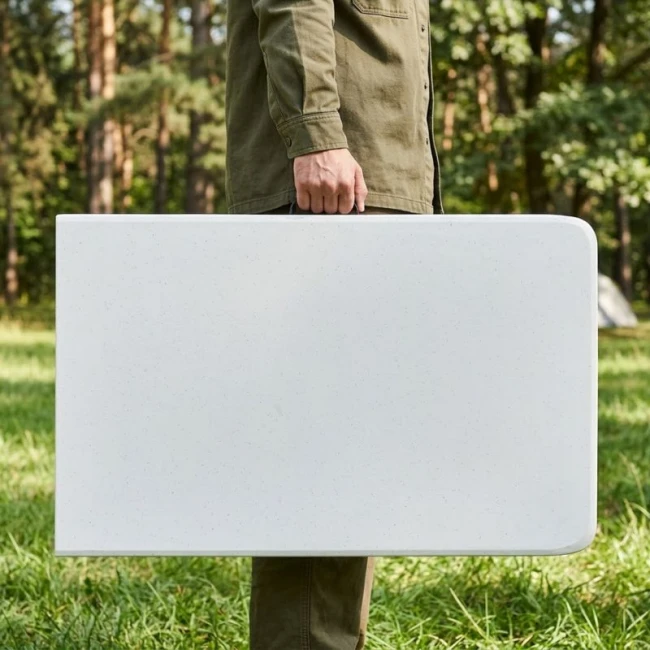 Τραπέζι catering - συνεδρίου Capri Megapap πτυσσόμενο - βαλίτσα χρώμα λευκό του πάγου 240x76x74εκ.