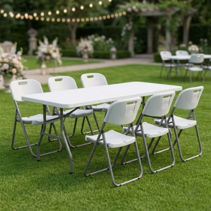 Τραπέζι catering - συνεδρίου Capri Megapap πτυσσόμενο - μονοκόμματη επιφάνεια χρώμα λευκό του πάγου 152x76x74εκ.