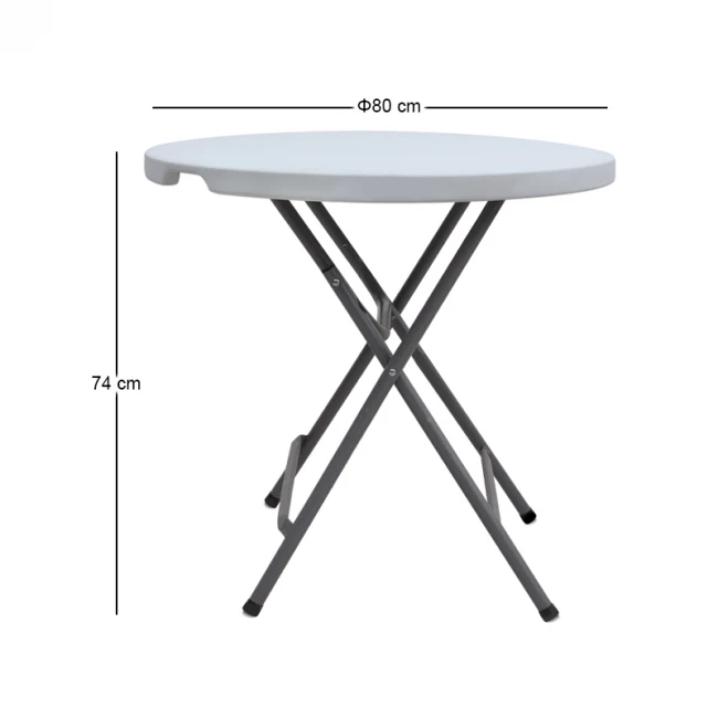Τραπέζι catering - συνεδρίου Capri Megapap πτυσσόμενο - στρογγυλό μονοκόμματη επιφάνεια χρώμα λευκό του πάγου Ø80x74εκ.
