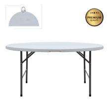 Τραπέζι catering - συνεδρίου Capri Megapap πτυσσόμενο – βαλίτσα στρογγυλό χρώμα λευκό του πάγου Ø152x74εκ.