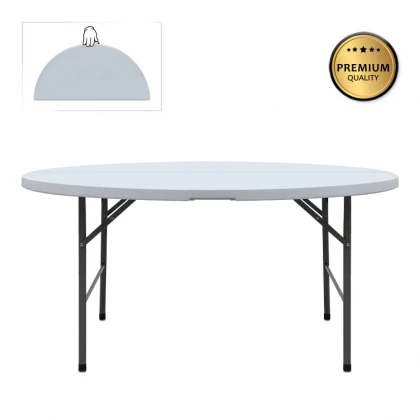 Τραπέζι catering - συνεδρίου Capri Megapap πτυσσόμενο – βαλίτσα στρογγυλό χρώμα λευκό του πάγου Ø152x74εκ.