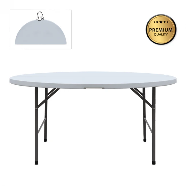 Τραπέζι catering - συνεδρίου Capri Megapap πτυσσόμενο – βαλίτσα στρογγυλό χρώμα λευκό του πάγου Ø152x74εκ.