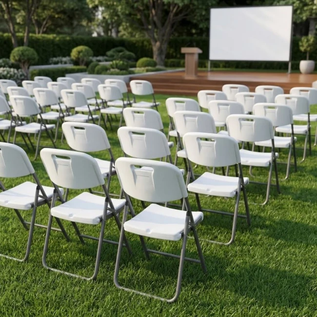 Καρέκλα catering - συνεδρίου Capri Megapap πτυσσόμενη χρώμα λευκό του πάγου 45x50x88εκ.