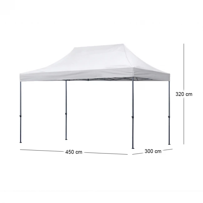 Κιόσκι - Gazebo Bari Megapap πτυσσόμενο μεταλλικός σκελετός - αδιάβροχο ύφασμα χρώμα λευκό 3x4,5x3,20m.
