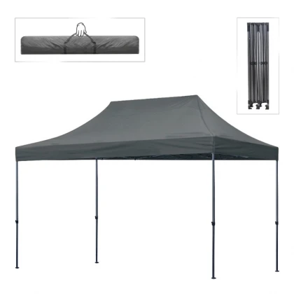 Κιόσκι - Gazebo Bari Megapap πτυσσόμενο μεταλλικός σκελετός - αδιάβροχο ύφασμα χρώμα γκρι 3x4,5x3,20m.