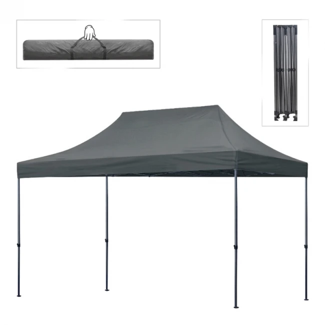 Κιόσκι - Gazebo Bari Megapap πτυσσόμενο μεταλλικός σκελετός - αδιάβροχο ύφασμα χρώμα γκρι 3x4,5x3,20m.