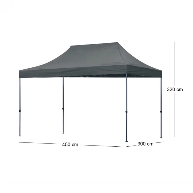 Κιόσκι - Gazebo Bari Megapap πτυσσόμενο μεταλλικός σκελετός - αδιάβροχο ύφασμα χρώμα γκρι 3x4,5x3,20m.