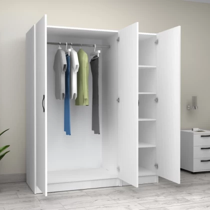 Ντουλάπα ρούχων Victoria Megapap τρίφυλλη χρώμα λευκό 150x60x181εκ. Ντουλάπα ρούχων Victoria Megapap τρίφυλλη χρώμα λευκό 150x60x181εκ.