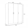 Ντουλάπα ρούχων Victoria Megapap τρίφυλλη χρώμα καρυδί 150x60x181εκ.