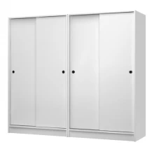 Ντουλάπα ρούχων Regio Megapap τετράφυλλη συρόμενη χρώμα λευκό 200x60x181εκ.