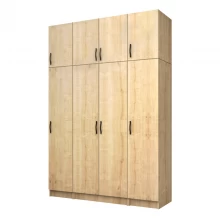 Ντουλάπα ρούχων Vivian Megapap τετράφυλλη με πατάρι χρώμα φυσικό οξιάς 160x51,8x240εκ.