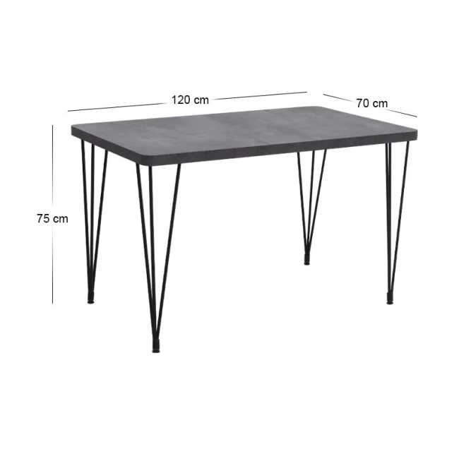 Σετ τραπεζαρία 5τμχ Roger - Kevin Megapap Mdf - ύφασμα χρώμα σκούρο γκρι σκυροδέματος - μόκα 120x70x75εκ.