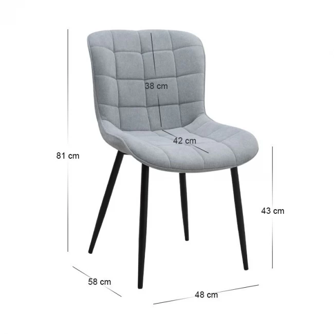 Σετ τραπεζαρία 5τμχ Roger - Chiara Megapap Mdf - ύφασμα χρώμα σκούρο γκρι σκυροδέματος - γκρι 120x70x75εκ.