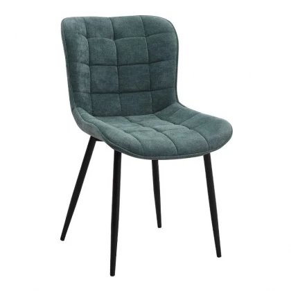 Σετ τραπεζαρία 5τμχ Roger - Chiara Megapap Mdf - ύφασμα χρώμα σκούρο γκρι σκυροδέματος - πράσινο 120x70x75εκ.