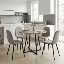 Σετ τραπεζαρία 5τμχ Rubes - Iris Megapap χρώμα φυσικό οξιάς - ανοιχτό μπεζ Ø100x78εκ.