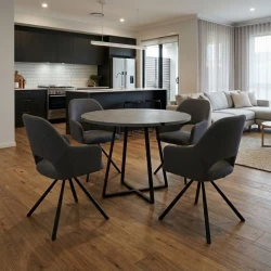 Σετ τραπεζαρία 5τμχ Rubes - Gabriel Megapap χρώμα γκρι σκυροδέματος - γκρι Ø100x78εκ.