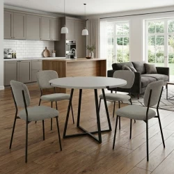 Σετ τραπεζαρία 5τμχ Rubes - Kevin Megapap χρώμα λευκό - λαδί Ø100x78εκ.