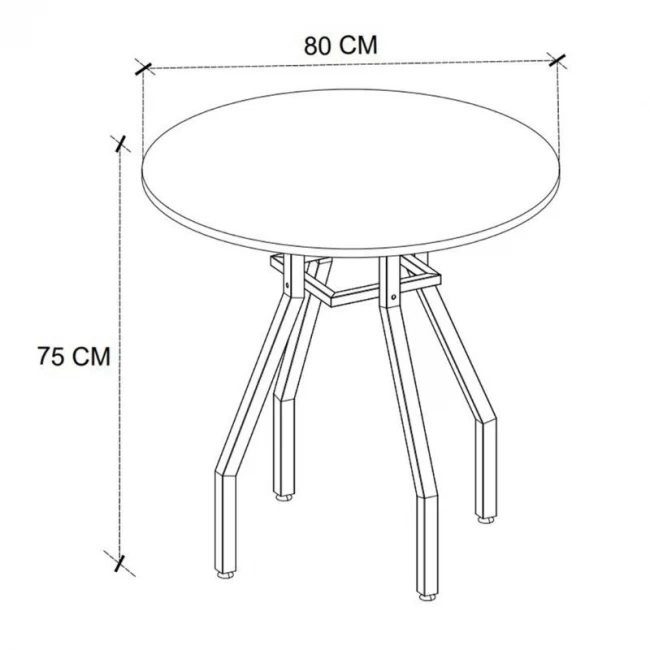 Σετ τραπεζαρία 5τμχ Roma - Viva Megapap χρώμα pine oak - μαύρο Ø80x75εκ.