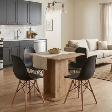 Σετ τραπεζαρία 5τμχ Allos - Nova Megapap χρώμα sapphire oak - μαύρο 75x75x77εκ.