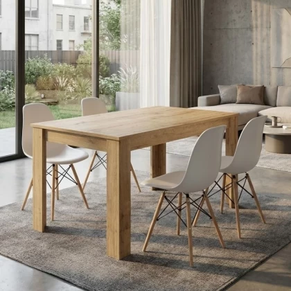 Σετ τραπεζαρία 5τμχ Darlen - Nova Megapap χρώμα sapphire oak - λευκό 125x72x74εκ.