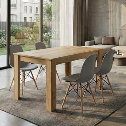 Σετ τραπεζαρία 5τμχ Darlen - Nova Megapap χρώμα sapphire oak - γκρι 125x72x74εκ.