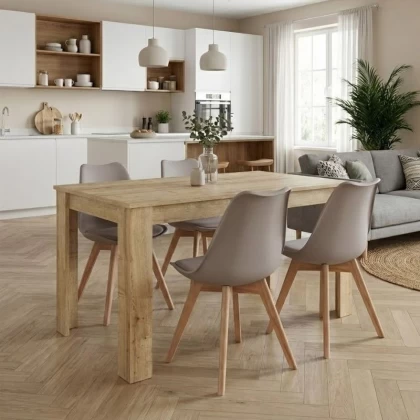 Σετ τραπεζαρία 5τμχ Darlen - Viva Megapap χρώμα sapphire oak - cappuccino 125x72x74εκ.