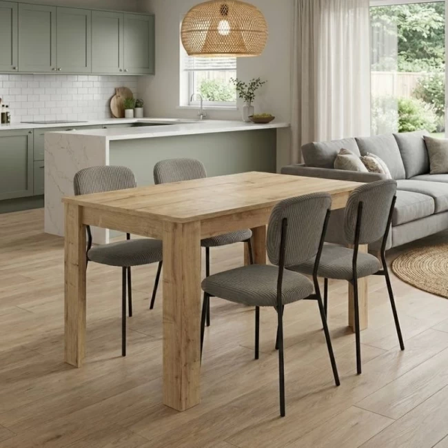 Σετ τραπεζαρία 5τμχ Darlen - Kevin Megapap χρώμα sapphire oak - λαδί 125x72x74εκ.