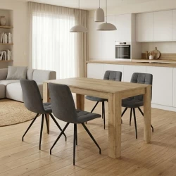 Σετ τραπεζαρία 5τμχ Darlen - Bianca Megapap χρώμα sapphire oak - γκρι 125x72x74εκ.