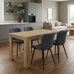 Σετ τραπεζαρία 5τμχ Darlen - Chiara Megapap χρώμα sapphire oak - ανθρακί 125x72x74εκ.